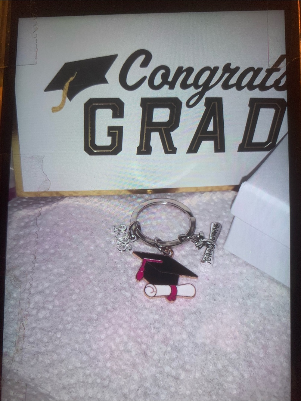 Graduation Keychain Cap & Diploma Charm - Black & Red NEW Handmade Unisex MEN - Picture 3 of 8